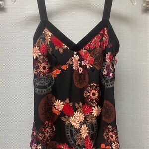 Twinset:  camisole with black velvet straps; sheer lightweight mesh jacket.